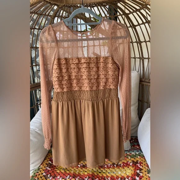 Free people mini brown lace dress